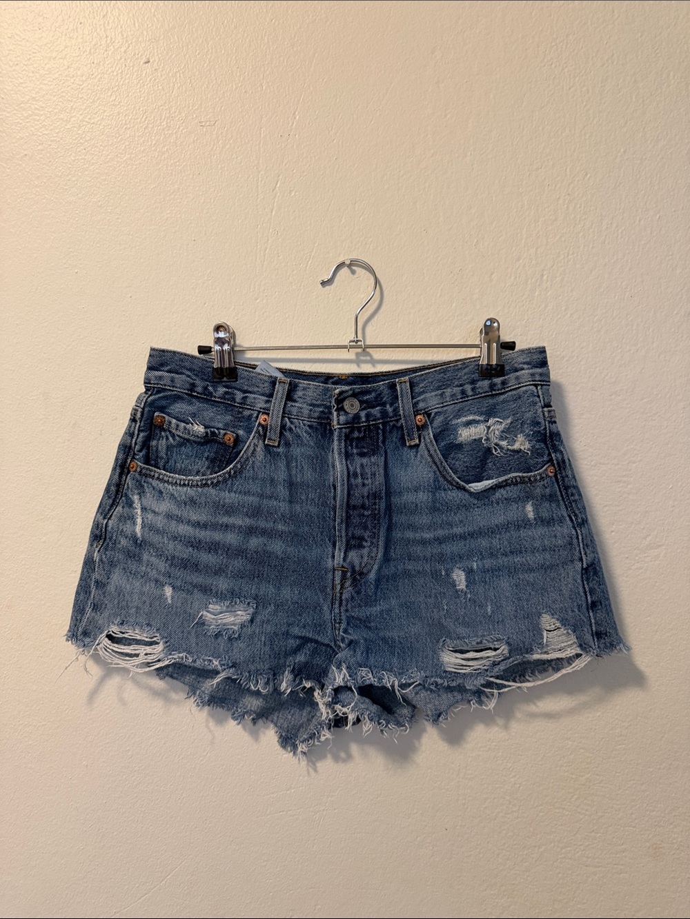 Levi’s Distressed High-Rise Denim Women’s Shorts - Blue W27